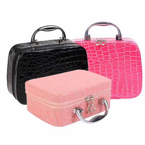 PU Leather Makeup Bag Travel Organizer Cosmetic Bag for Women Large Necessaries Make Up Case Black