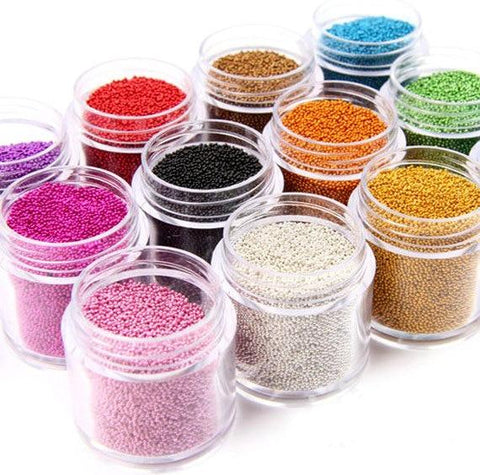 1 Box 0.6-0.8-1MM Caviar  Nail Art Bead Rhinestone for Nails Micro Nai Crystal Ball 3D Nail Art Decorations 15Colors choice