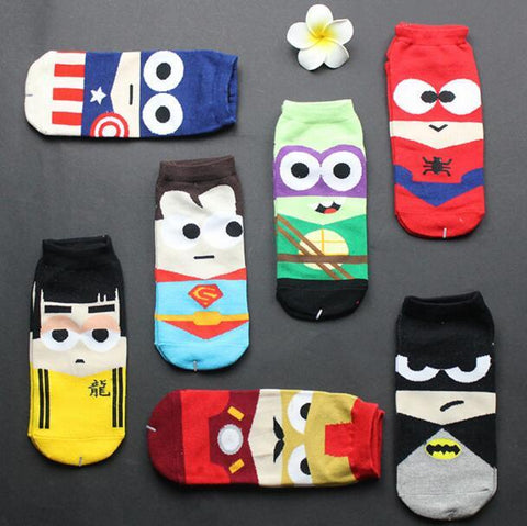 1 Pair Spring Marvel Avengers Socks Women Men Sock Cartoon Batman Captain America Iron man Spiderman Bruce Lee Marvel Socks