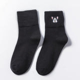 Autumn winter thick socks for women cotton sock harajuku cartoon dog embroidery cute socks female sox ladies meias mujer 2018