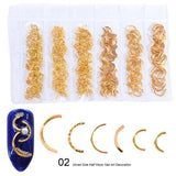 1 Pack Mixed 3D DIY Hollow Metal Frame Nail Art Decorations Gold Rivet Manicure Accessories DIY Shell Slider Nail Studs CH698