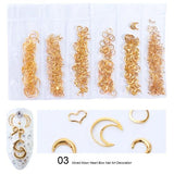 1 Pack Mixed 3D DIY Hollow Metal Frame Nail Art Decorations Gold Rivet Manicure Accessories DIY Shell Slider Nail Studs CH698