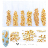 1 Pack Mixed 3D DIY Hollow Metal Frame Nail Art Decorations Gold Rivet Manicure Accessories DIY Shell Slider Nail Studs CH698