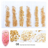 1 Pack Mixed 3D DIY Hollow Metal Frame Nail Art Decorations Gold Rivet Manicure Accessories DIY Shell Slider Nail Studs CH698