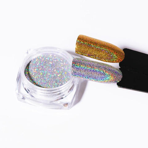 1g Laser Gold Silver Holographic Shiny Powder Magic Mirror Powder Nail Glitters Nail Art Sequins Chrome Pigment Nail Polish Dust