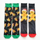 Adult Size Crew Socks New Christmas Gingerbread Man Sweat Snow Happy Doll Jingle Bells Melody Snowman Butter Sugar Honey Xmas