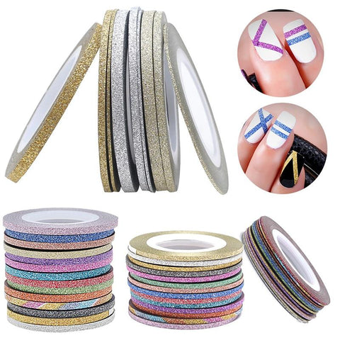 2018 Charms 1 Roll 1mm/2mm/3mm Laser Glitter Striping Tape Line Nail Art Decoration Beauty Nail Accessories for DIY