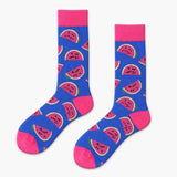Funny Colorful Animal Fruit Food Crew Socks Men Fun Dachshund Pineapple Watermelon Chips Pumpkin Fox Pizza Cactus Long Socks