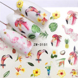 LCJ 1PC Nail Stickers Water Decal Animal Flower Plant Pattern 3D Manicure Sticker Nail Art Decoration